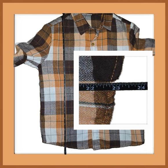 Boys Orange Flannel Button-Up Shirt - Like New - Large 10/12 - Picture 5 of 6